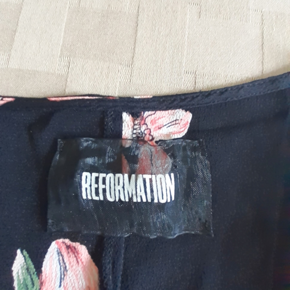 Reformation Black Floral Mini Dress - Picture 10 of 14